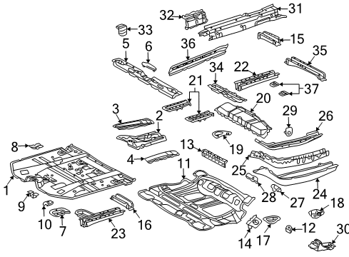 2006 Lexus RX400h Pillars, Rocker & Floor - Floor & Rails Pan, Center Floor Diagram for 58211-48906