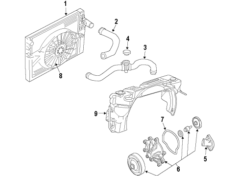 2010 Dodge Dakota Cooling System, Radiator, Water Pump, Cooling Fan Cap Diagram for 5143831AA