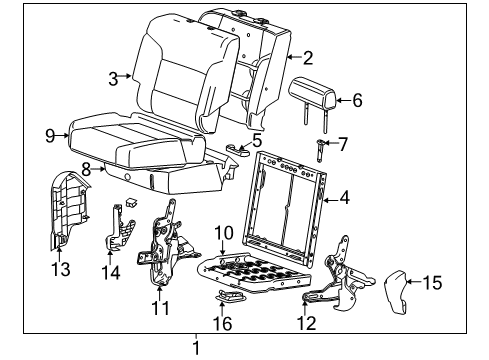 2018 Chevrolet Silverado 2500 HD Rear Seat Components Cushion Frame Diagram for 84000624