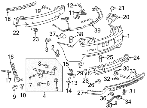 2012 Chevrolet Camaro Rear Bumper Reverse Sensor Diagram for 92229605