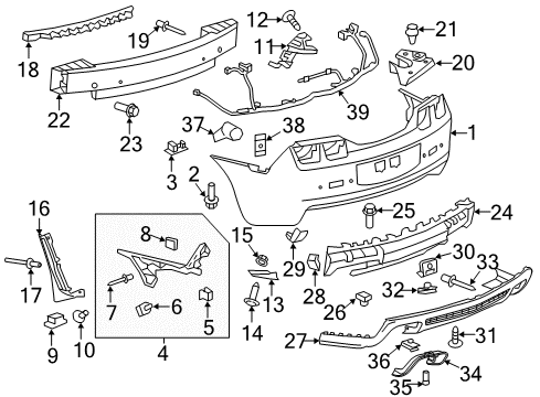 2012 Chevrolet Camaro Rear Bumper Rear Shield Nut Diagram for 13245749