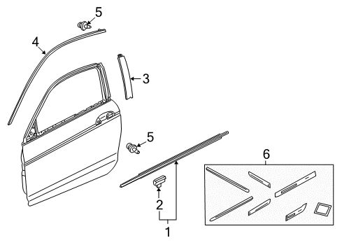 2015 Honda Accord Exterior Trim - Door Molding Assy., L. FR. Door Sash Diagram for 72465-T3L-A01