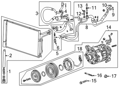 2020 Cadillac CT5 A/C Compressor Liquid Line Diagram for 84010638