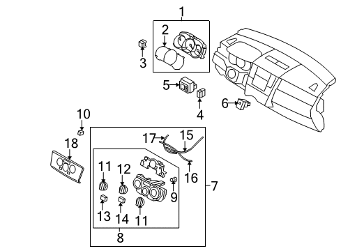 2009 Nissan Versa Cluster & Switches, Instrument Panel Instrument Speedometer Cluster Diagram for 24810-EL80C