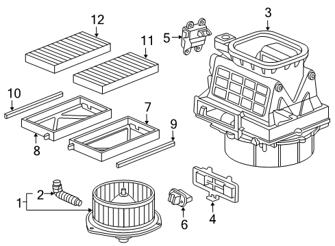 2005 Honda Civic Blower Motor & Fan Motor Assembly, Fresh/Recirculating Diagram for 79350-S6D-G41
