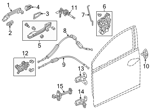 2020 Honda Civic Front Door Handle, Passenger Side (Cosmic Blue Metallic) Diagram for 72141-TEA-T71ZB