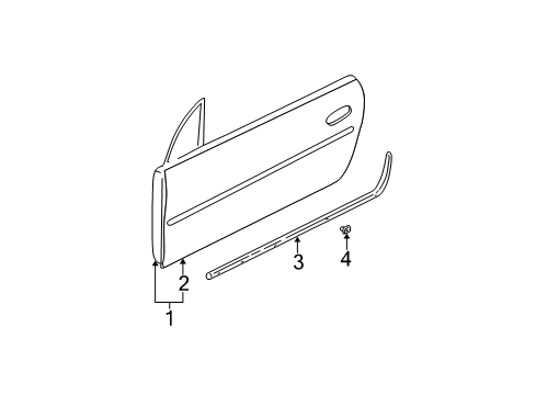 2005 Chrysler Sebring Door & Components, Exterior Trim WEATHERSTRIP-Front Door Secondary Diagram for 4878979AF