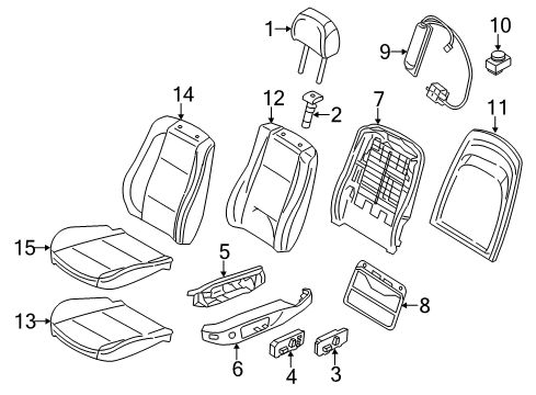 2017 BMW X3 Front Seat Components Basic Seat Upholstery Diagram for 52107240057