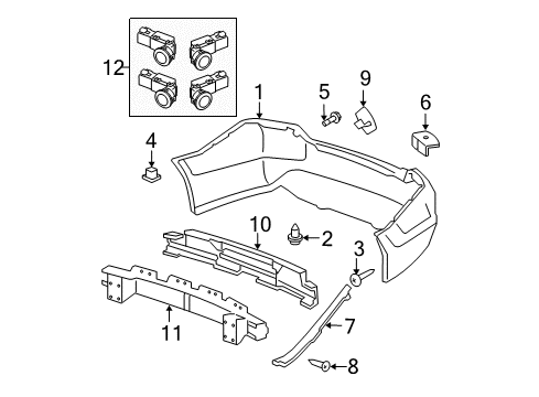 2012 Honda Accord Bumper & Components, Spoiler Back Up Sensors (White Orchid Pearl-Exterior) Diagram for 08V67-TA0-1F0K