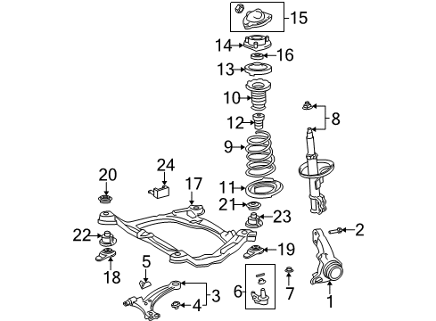 2002 Lexus ES300 Front Suspension Components, Lower Control Arm, Stabilizer Bar Engine Cradle Brace Diagram for 51036-33011