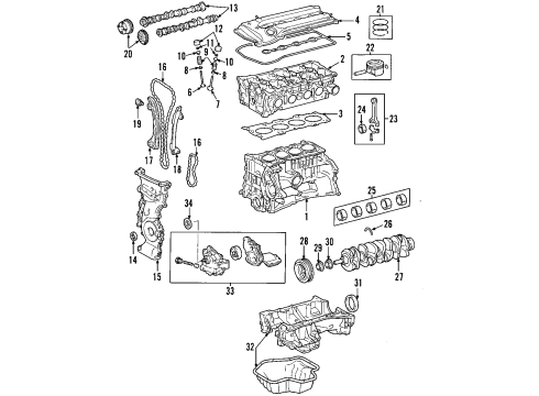 2002 Toyota RAV4 Engine Parts, Mounts, Cylinder Head & Valves, Camshaft & Timing, Oil Pan, Oil Pump, Crankshaft & Bearings, Pistons, Rings & Bearings Side Mount Bracket Diagram for 12325-28040