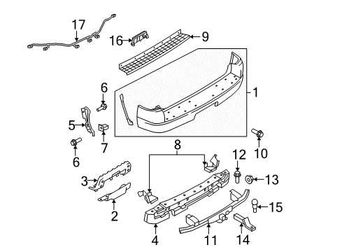 2008 Ford Explorer Parking Aid Bumper Cover Diagram for 1L2Z-17K835-LA