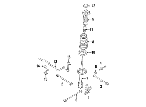 1992 Geo Prizm Rear Suspension Components, Stabilizer Bar Link, Rear Stabilizer Shaft Diagram for 94846574