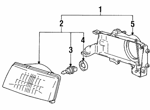 1992 Toyota Tercel Headlamps Passenger Side Headlamp Housing Sub-Assembly Diagram for 81105-16510