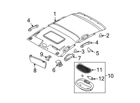 2005 Chevrolet Aveo Interior Trim - Roof Headliner Retainer Diagram for 94530673