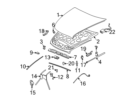 2001 Buick Park Avenue Hood & Components Rod Asm-Hood Open Asst Diagram for 25684448