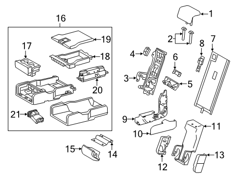 2020 Lexus RX350L Second Row Seats Rear Seat Armrest Assembly Diagram for 72830-48880-A0