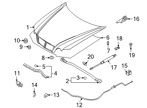 2006 Kia Optima Hood & Components Cable Assembly-Hood Latch Diagram for 811902G000