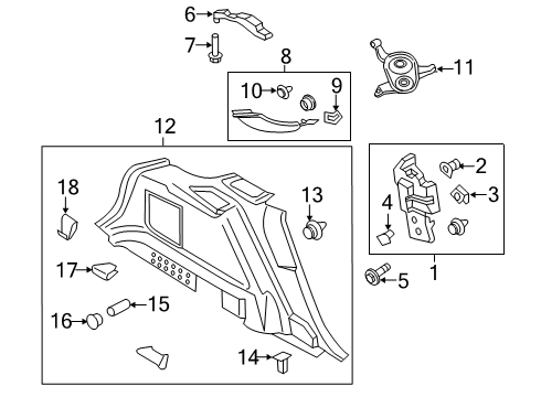 2020 Lincoln Nautilus Interior Trim - Quarter Panels Quarter Trim Panel Diagram for FA1Z-5831013-BU