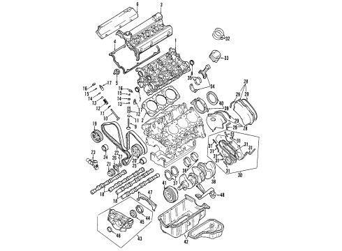 1996 Mitsubishi Montero Engine Parts, Mounts, Cylinder Head & Valves, Camshaft & Timing, Oil Cooler, Oil Pan, Oil Pump, Crankshaft & Bearings, Pistons, Rings & Bearings PULLEY-TENSIONER Diagram for MD140071