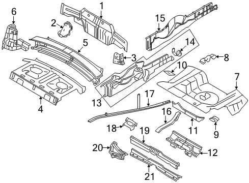 2006 Ford Mustang Rear Body Floor Pan Diagram for 5R3Z-7611215-AA