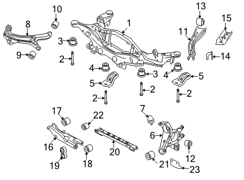 2009 Ford Taurus Rear Suspension Components, Lower Control Arm, Upper Control Arm, Stabilizer Bar Shield Upper Bushing Diagram for 5F9Z-5K792-AA