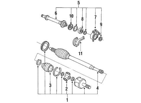 1988 Acura Legend Axle Shaft & Joints - Front Driveshaft Assembly Diagram for 44305-SD4-030