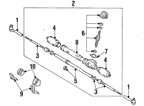 1991 Toyota MR2 P/S Pump & Hoses, Steering Gear & Linkage Rack Diagram for 44204-17020