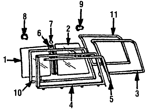 1989 Toyota 4Runner Glass & Hardware - Roof Weatherstrip Diagram for 62741-12120