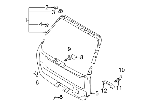 2007 Kia Sportage Interior Trim - Lift Gate Screw Diagram for K998380620