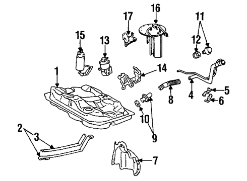 1996 Toyota Corolla Fuel System Components Fuel Filter Pump Diagram for 23217-03010