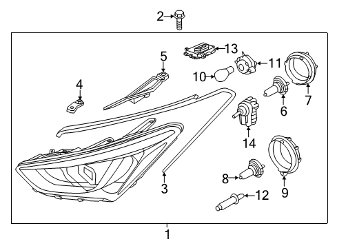 2016 Hyundai Santa Fe Bulbs Headlamp Assembly, Right Diagram for 92102-B8120