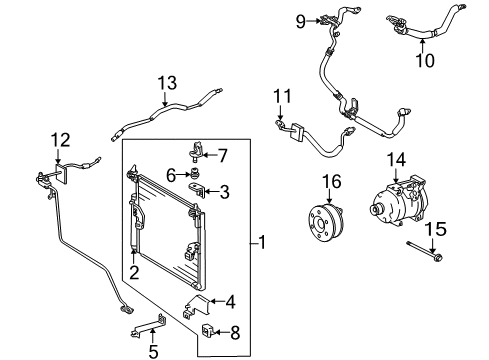 2010 Toyota FJ Cruiser A/C Condenser, Compressor & Lines Condenser Diagram for 88460-35380