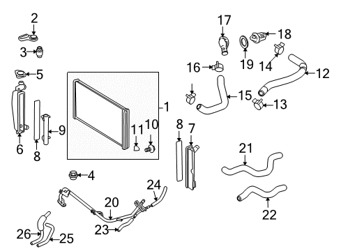 2005 Toyota Matrix Radiator & Components Radiator Assembly Lower Bracket Diagram for 16535-0D040