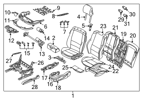 2004 BMW 330i Power Seats Actuation Unit Right Diagram for 61307036126