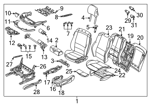 2004 BMW 330i Power Seats Seat Upholstery Diagram for 52108214937