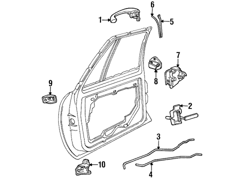 1994 Buick LeSabre Lock & Hardware Module Asm-Front Side Door Locking System L/H Diagram for 16630121