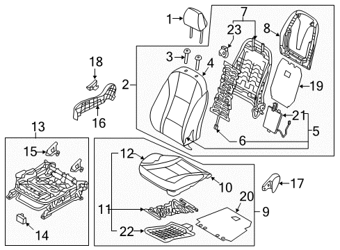 2016 Hyundai Elantra GT Heated Seats Shield Cover-Seat Passenger Outer Diagram for 88291-3X000-RY