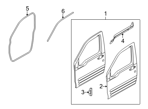 2010 Ford Transit Connect Front Door Outer Panel Diagram for 2T1Z-6120200-B