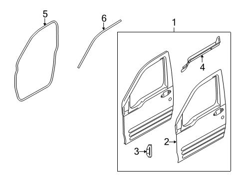 2010 Ford Transit Connect Front Door Door Shell Diagram for 9T1Z-6120124-B