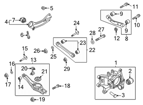 2021 Kia Sorento Rear Suspension Components, Lower Control Arm, Upper Control Arm, Stabilizer Bar Carrier Assembly-Rear Ax Diagram for 52711P2000