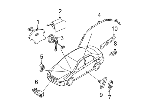 2007 Kia Spectra Air Bag Components Clock Spring Contact Assembly Diagram for 934902F121