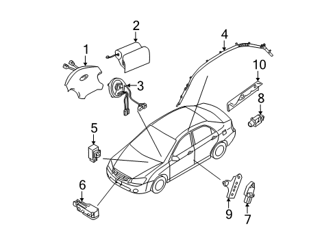 2004 Kia Spectra Air Bag Components Src Assembly Diagram for 0K2DK66126