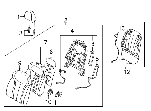 2021 Hyundai Palisade Driver Seat Components Inside Cover Assembly-INR, RH Diagram for 88025-S8010-NNB