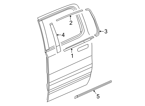 2020 Ram 1500 Exterior Trim - Rear Door APPLIQUE-B Pillar Diagram for 68292930AD