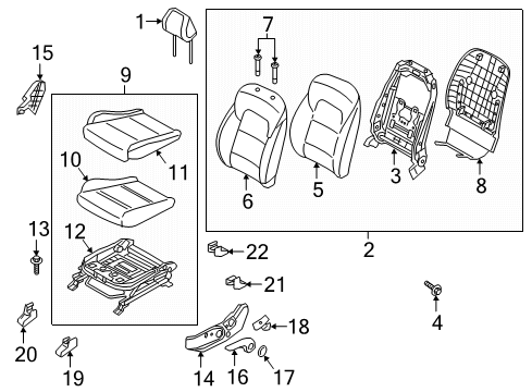 2018 Kia Sportage Driver Seat Components HEADREST Assembly-Front Diagram for 88700D92002AE