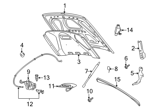 2004 Mercury Grand Marquis Hood & Components Rear Seal Diagram for F2AZ-16740-A