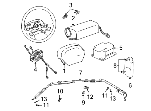 2001 Saturn L100 Air Bag Components Clock Spring Diagram for 15298228