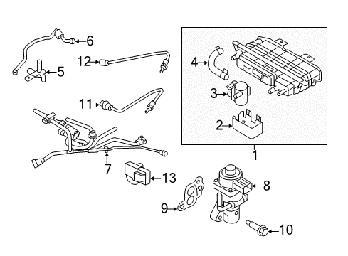 2012 Ford Fusion Emission Components Vent Hose Diagram for AE5Z-9G271-D