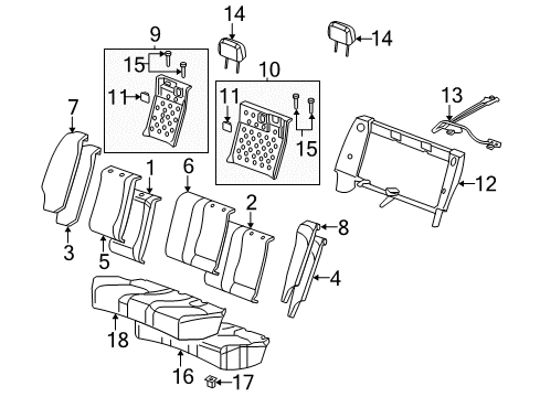 2004 Chevrolet Malibu Rear Seat Components Pad Asm-Rear Seat Cushion (W/ Wire) Diagram for 22719535